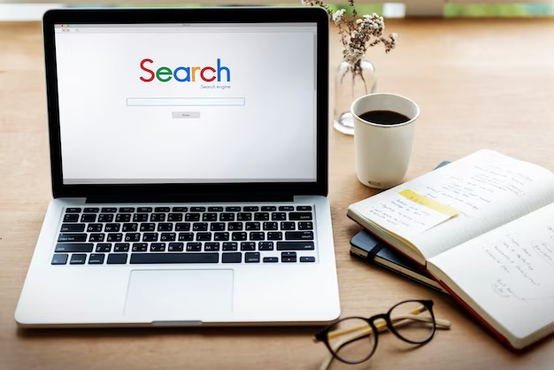 Google search engine on laptop